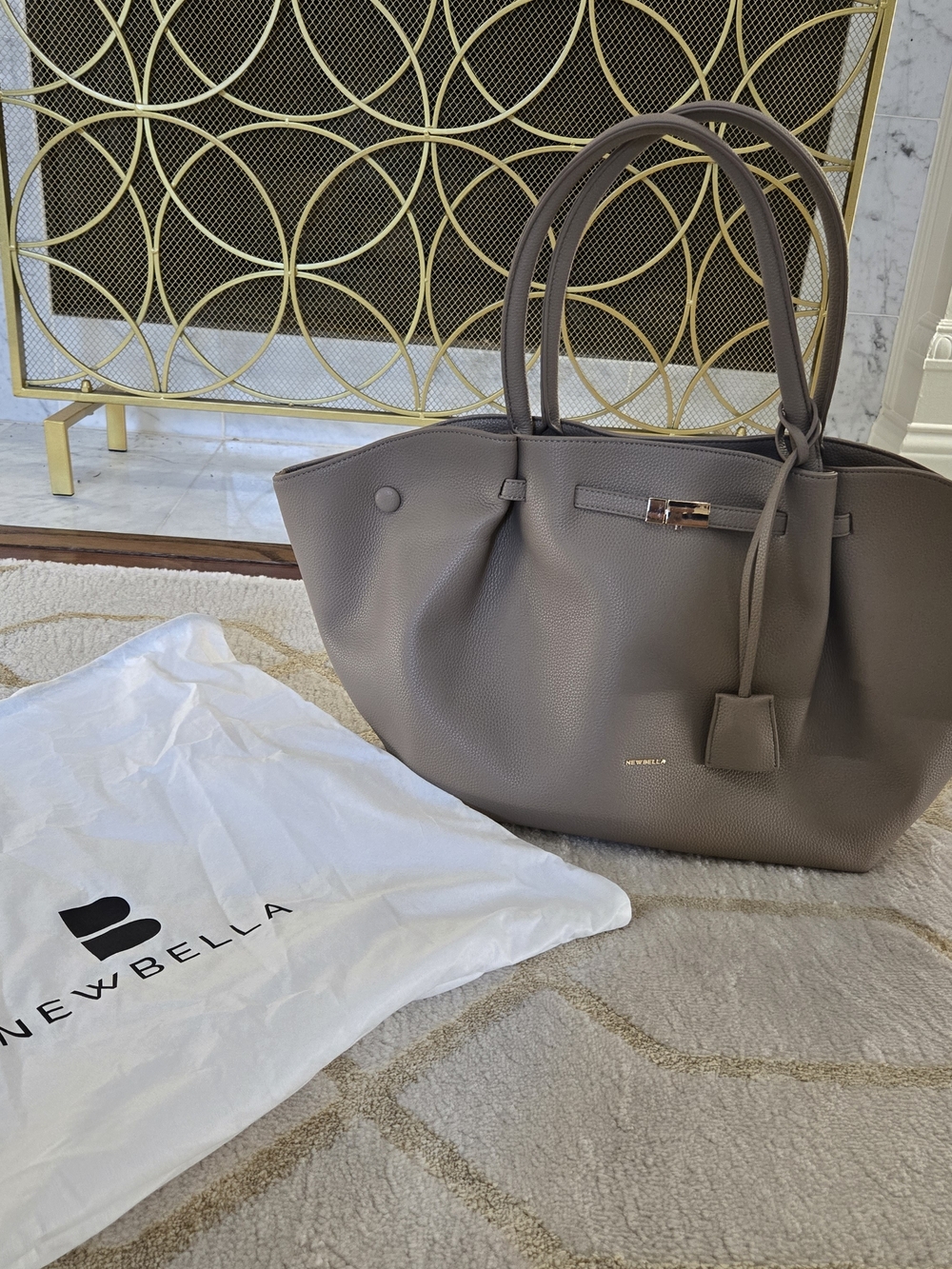 Newbella Marella Taupe Faux Leather Tote Bag - Picture 7 of 8